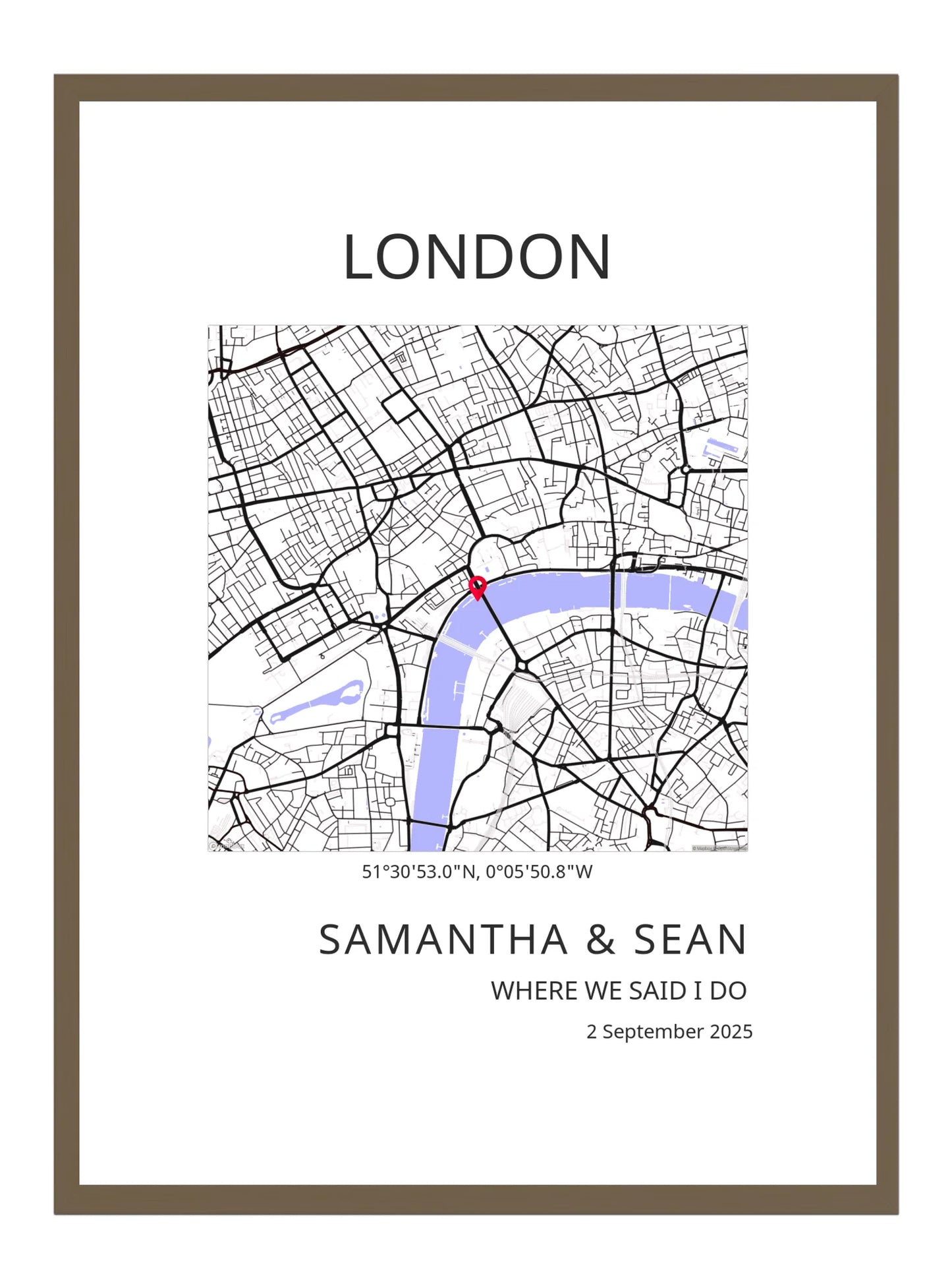Where we said I do - Modern Square Shape Wedding Map Print