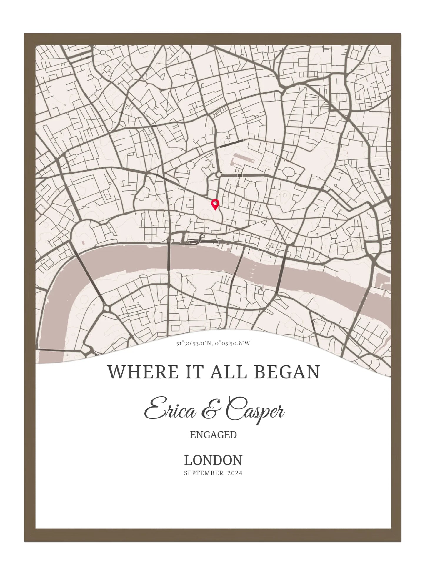 Where we said I do - Wave Shape Wedding Map Print