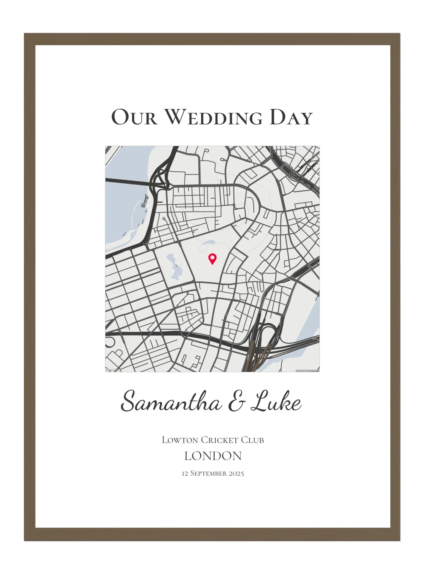 Our Wedding Day - Square Wedding Map Print