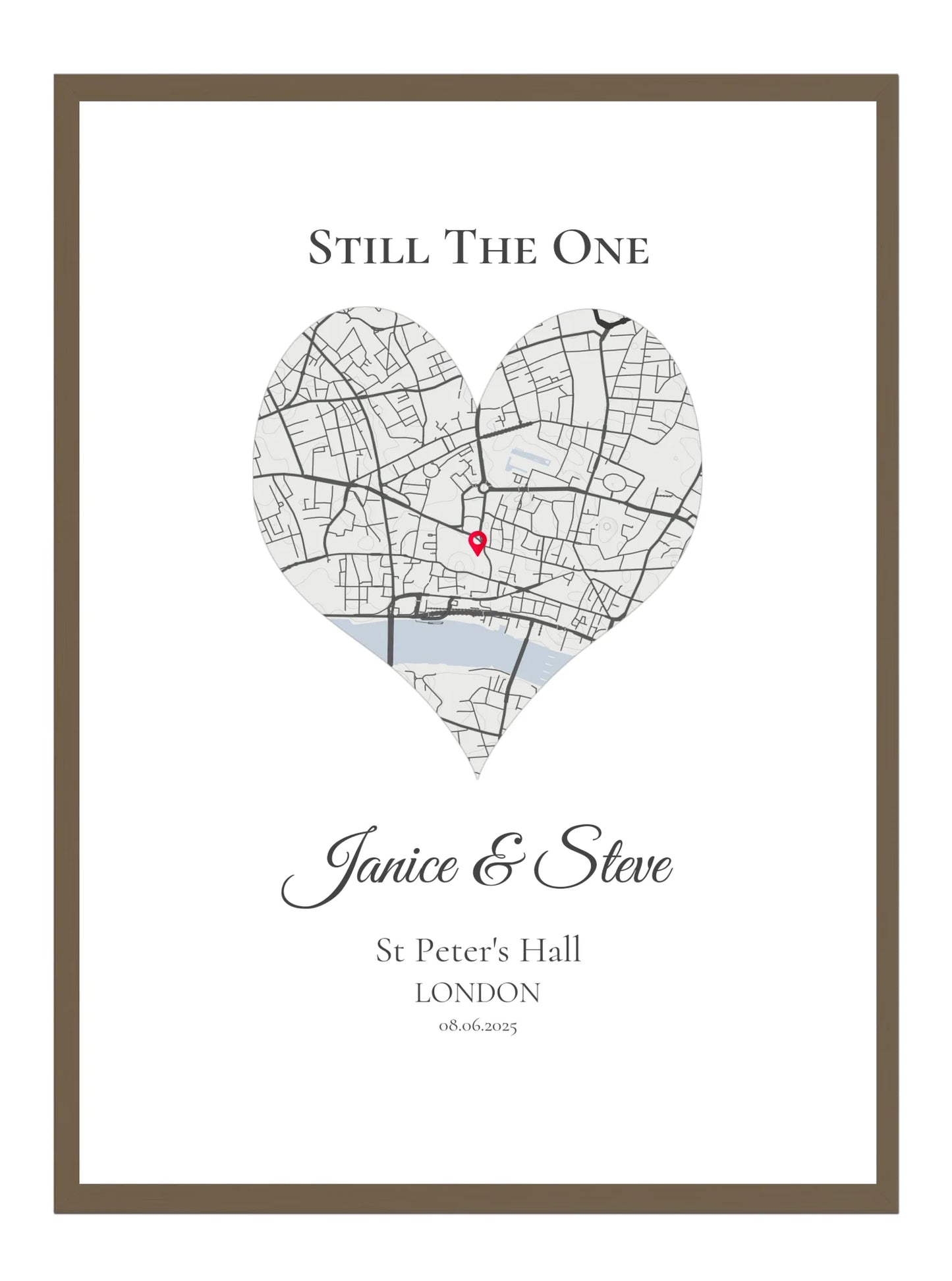 Still the One - Heart - Personalised Anniversary Map Print