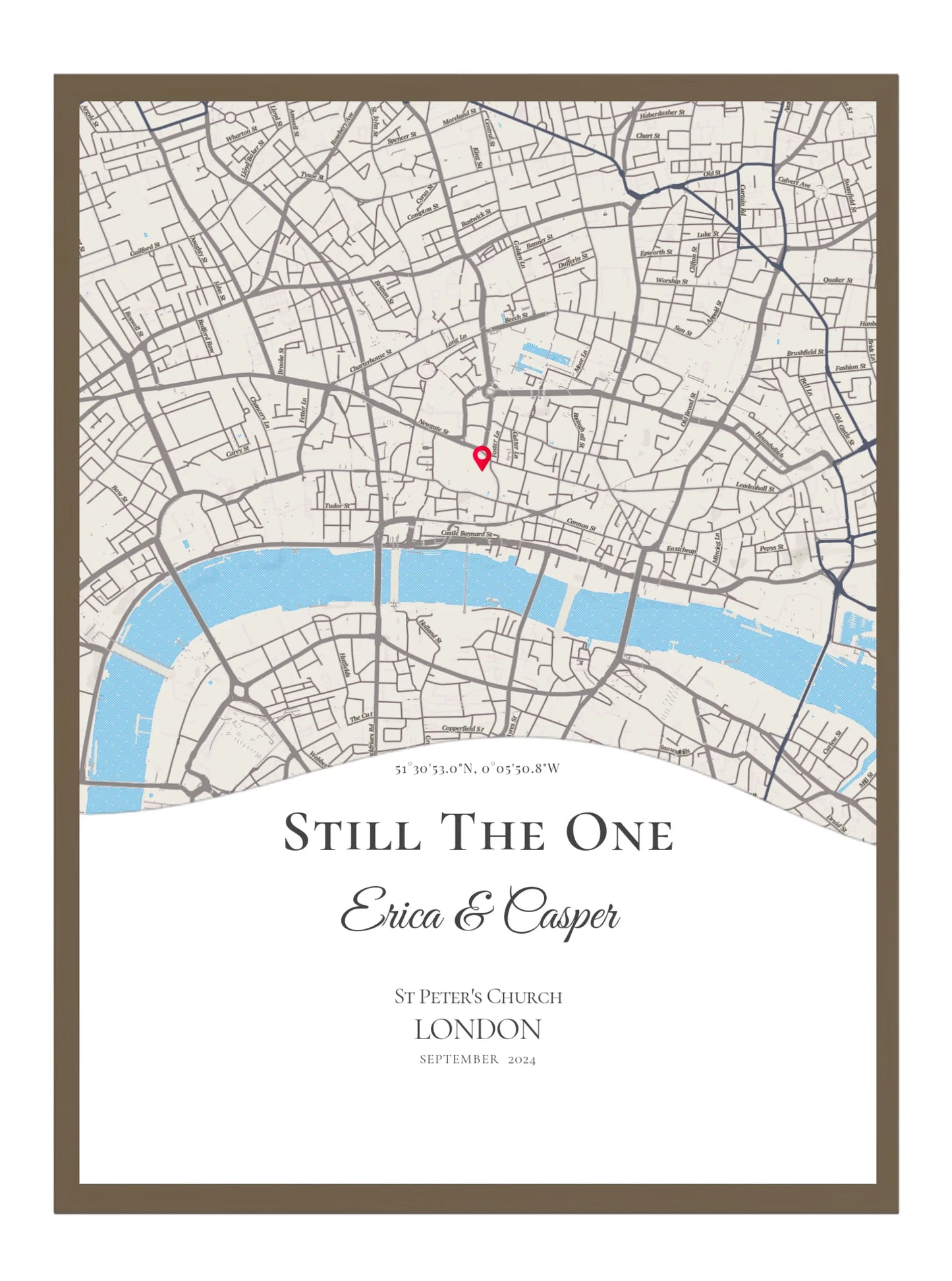Still the One - Wave Shape - Personalised Anniversary Map Print