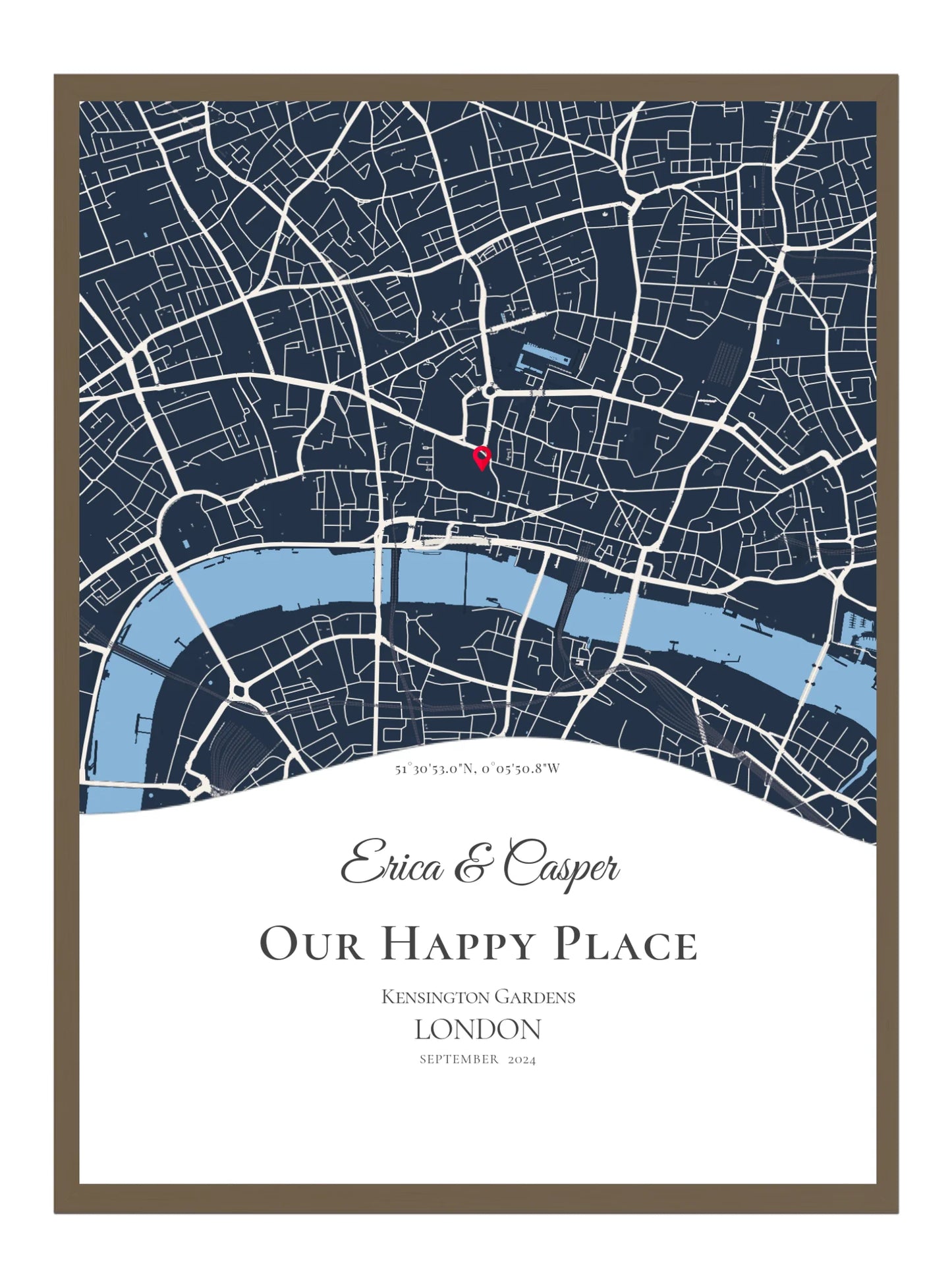 Our Happy Place - Wave - Personalised Anniversary Map Print