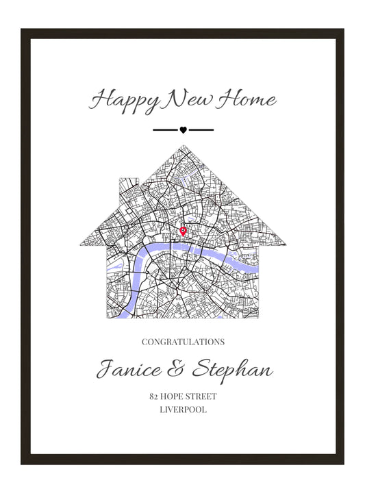 Happy New Home - Map Print