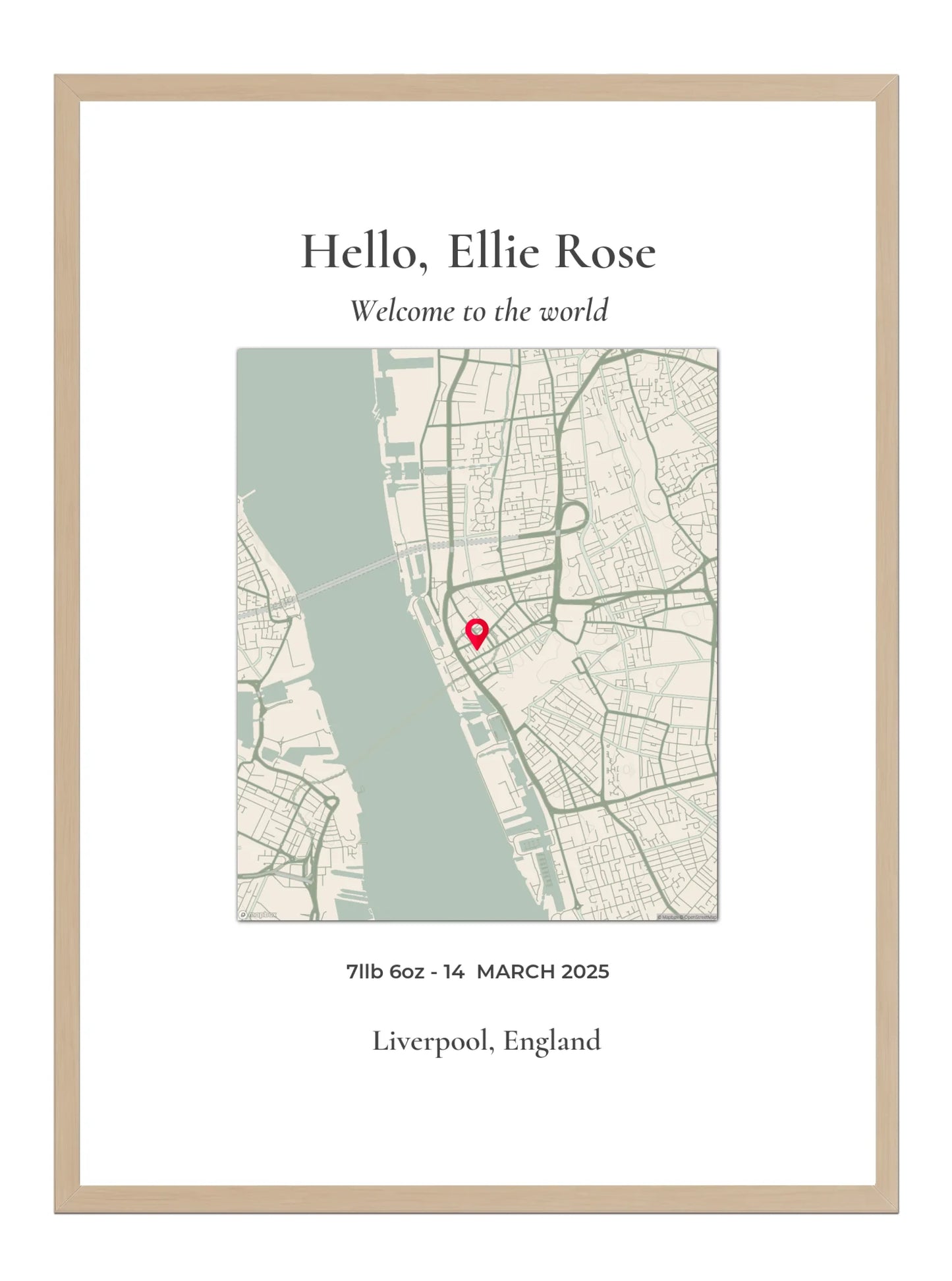 Hello Welcome - Portrait Birth Location Map Print