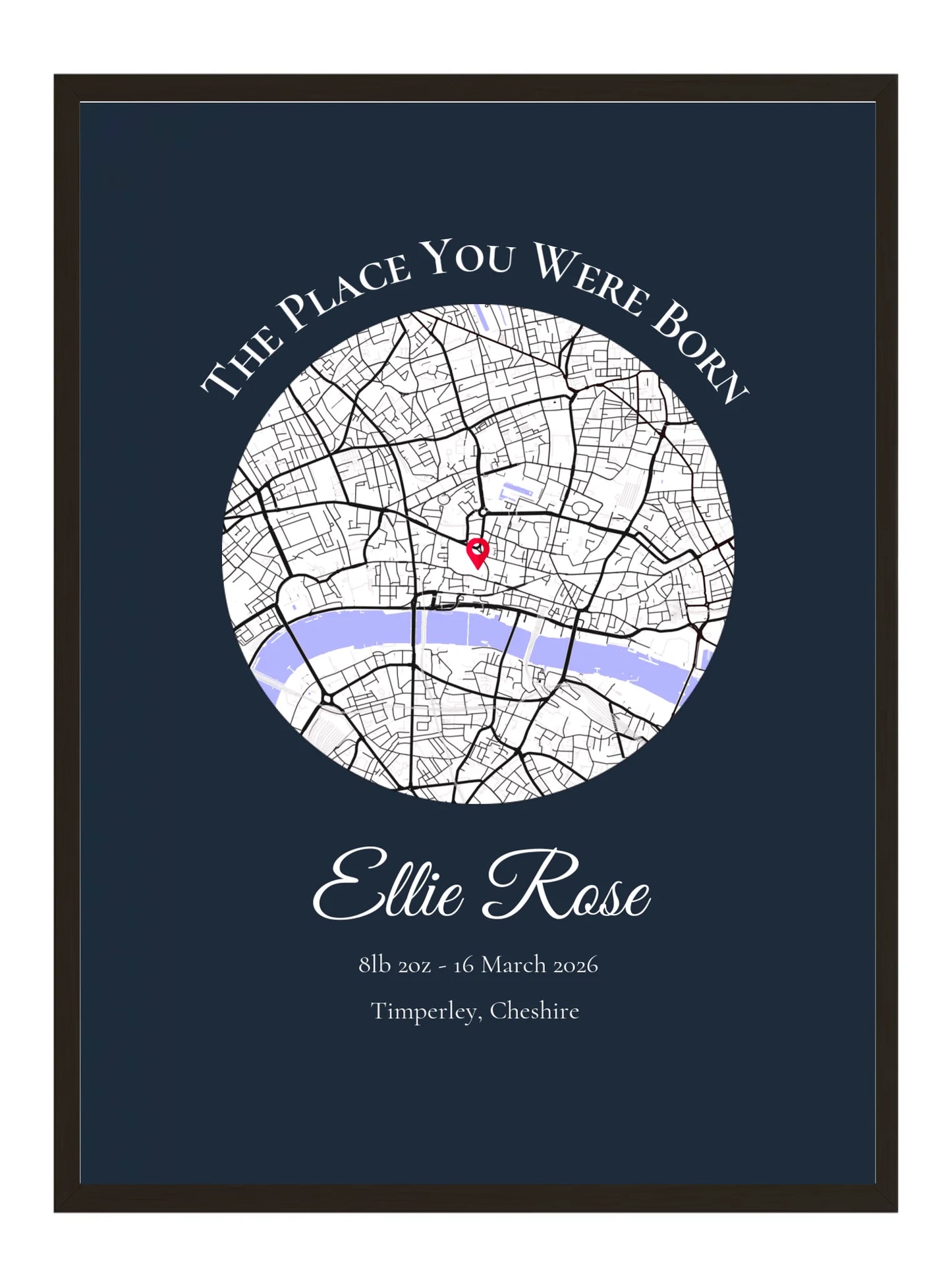 The Place You Were Born - Birth Location Map Gift