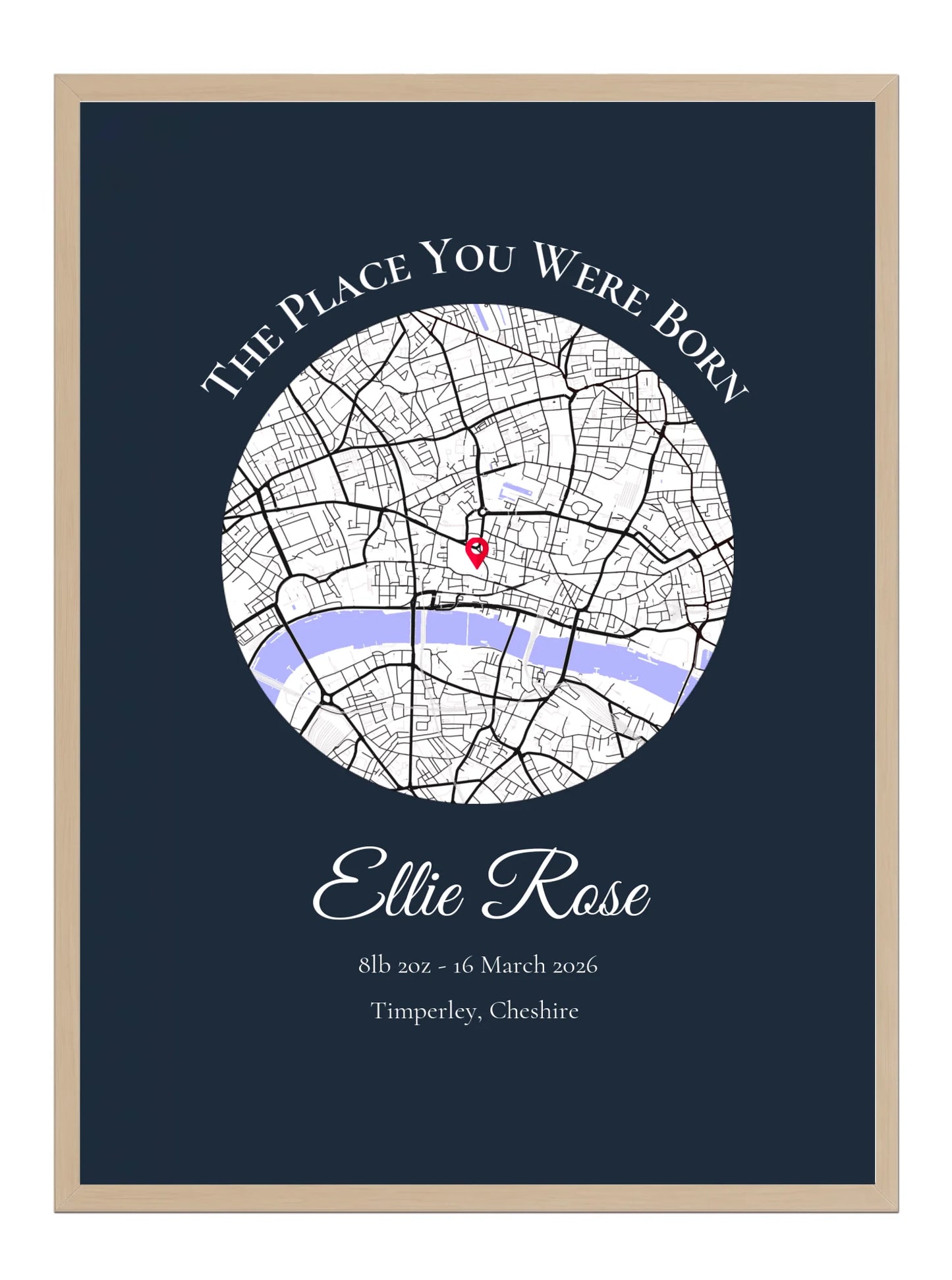 The Place You Were Born - Birth Location Map Gift