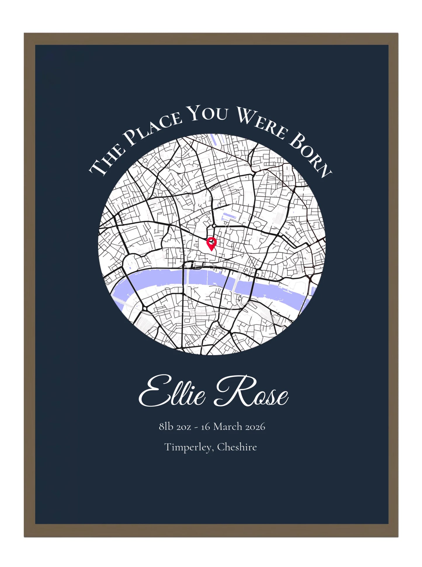 The Place You Were Born - Birth Location Map Gift