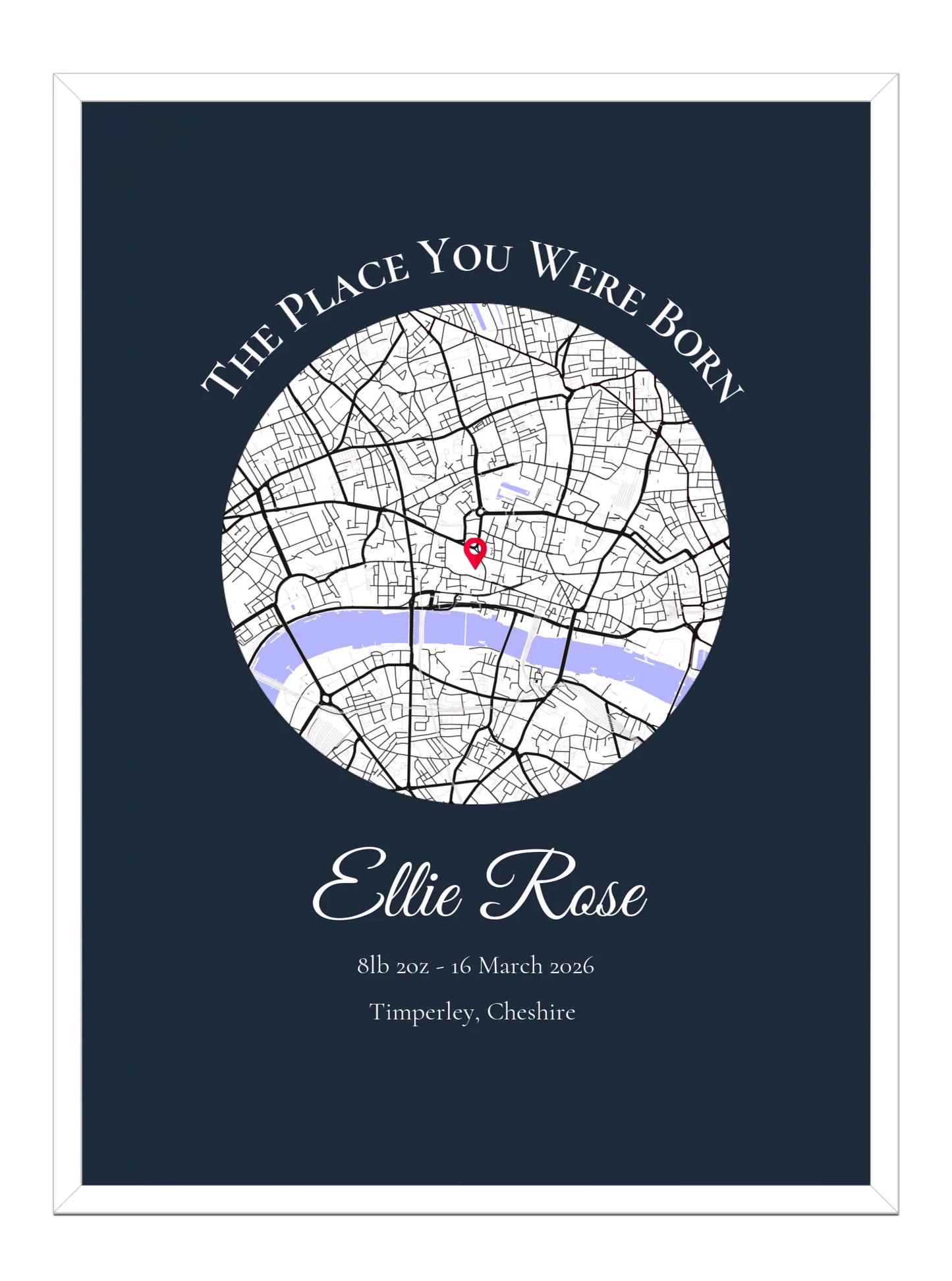 The Place You Were Born - Birth Location Map Gift