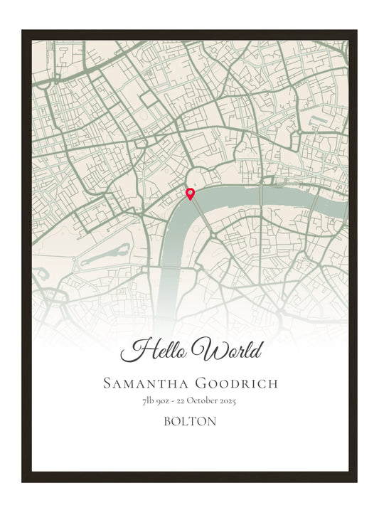 Hello World - Baby Born Location Map Print