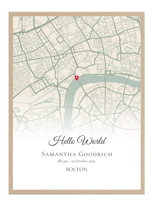 Hello World - Baby Born Location Map Print